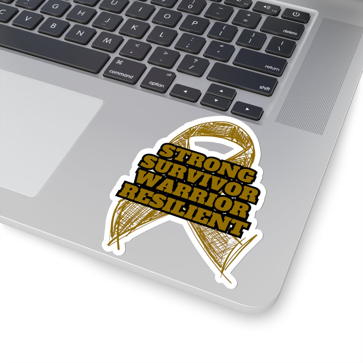 Strong Survivor Warrior Resilient Gold Ribbon Kiss-Cut Stickers