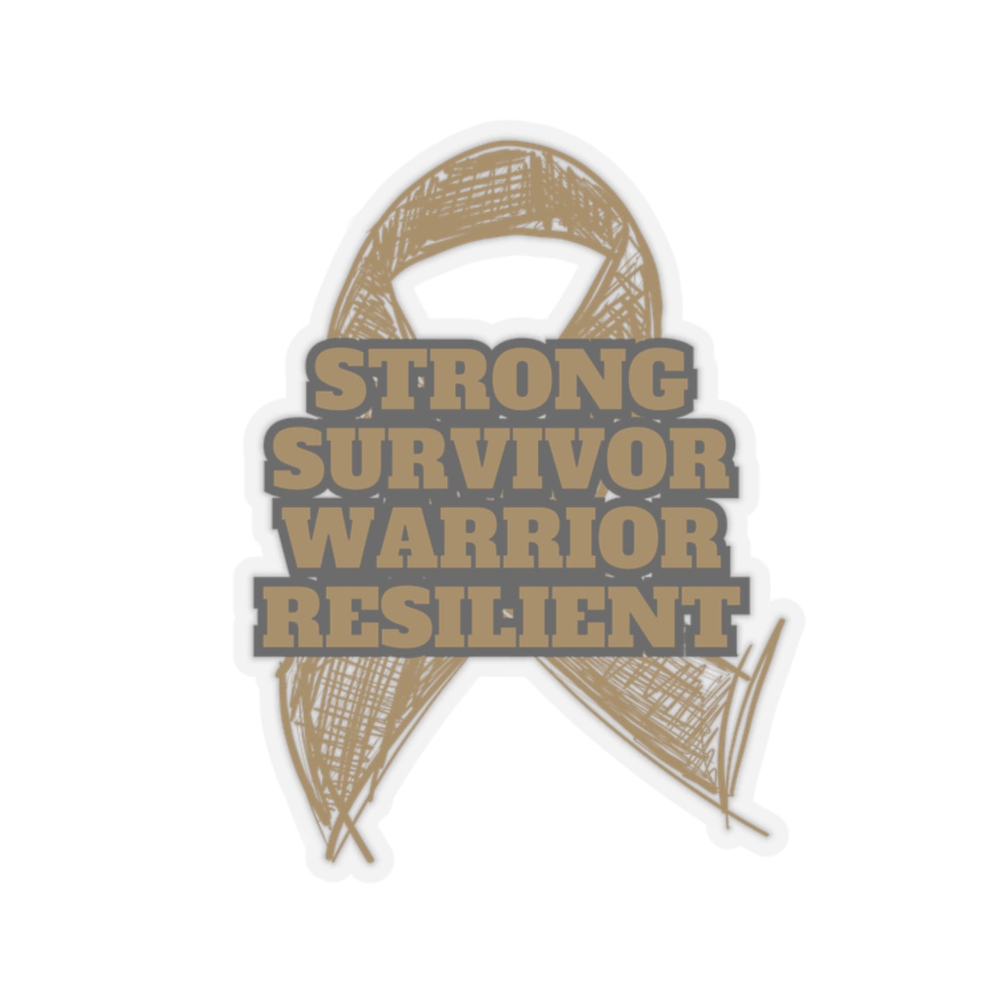 Strong Survivor Warrior Resilient Gold Ribbon Kiss-Cut Stickers