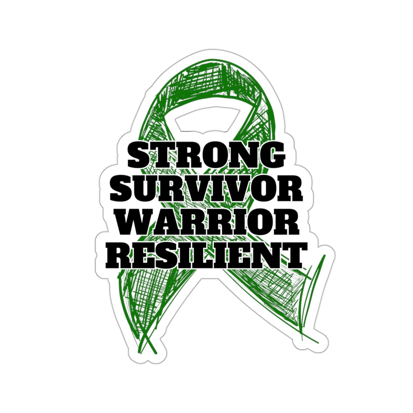 Strong Survivor Warrior Resilient Green Ribbon Kiss-Cut Stickers