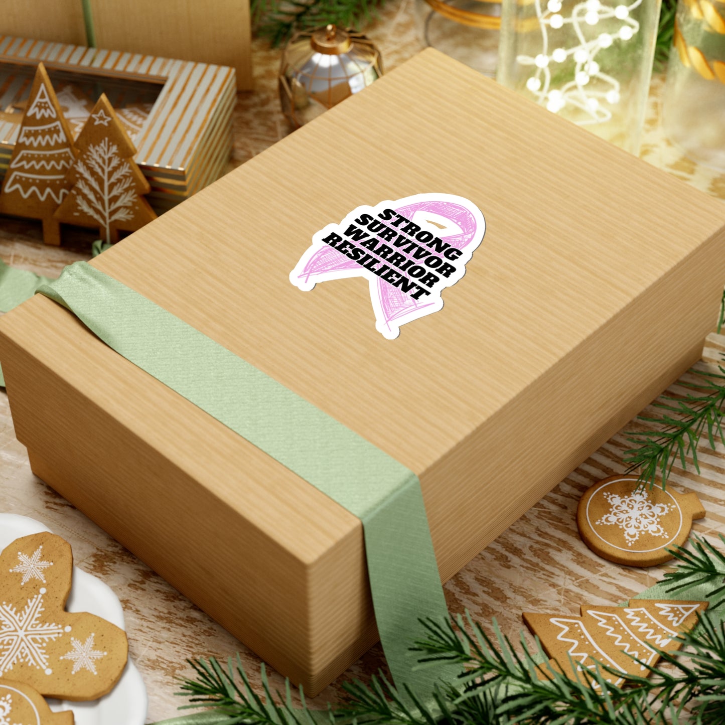 Strong Survivor Warrior Resilient Pink Ribbon Kiss-Cut Stickers