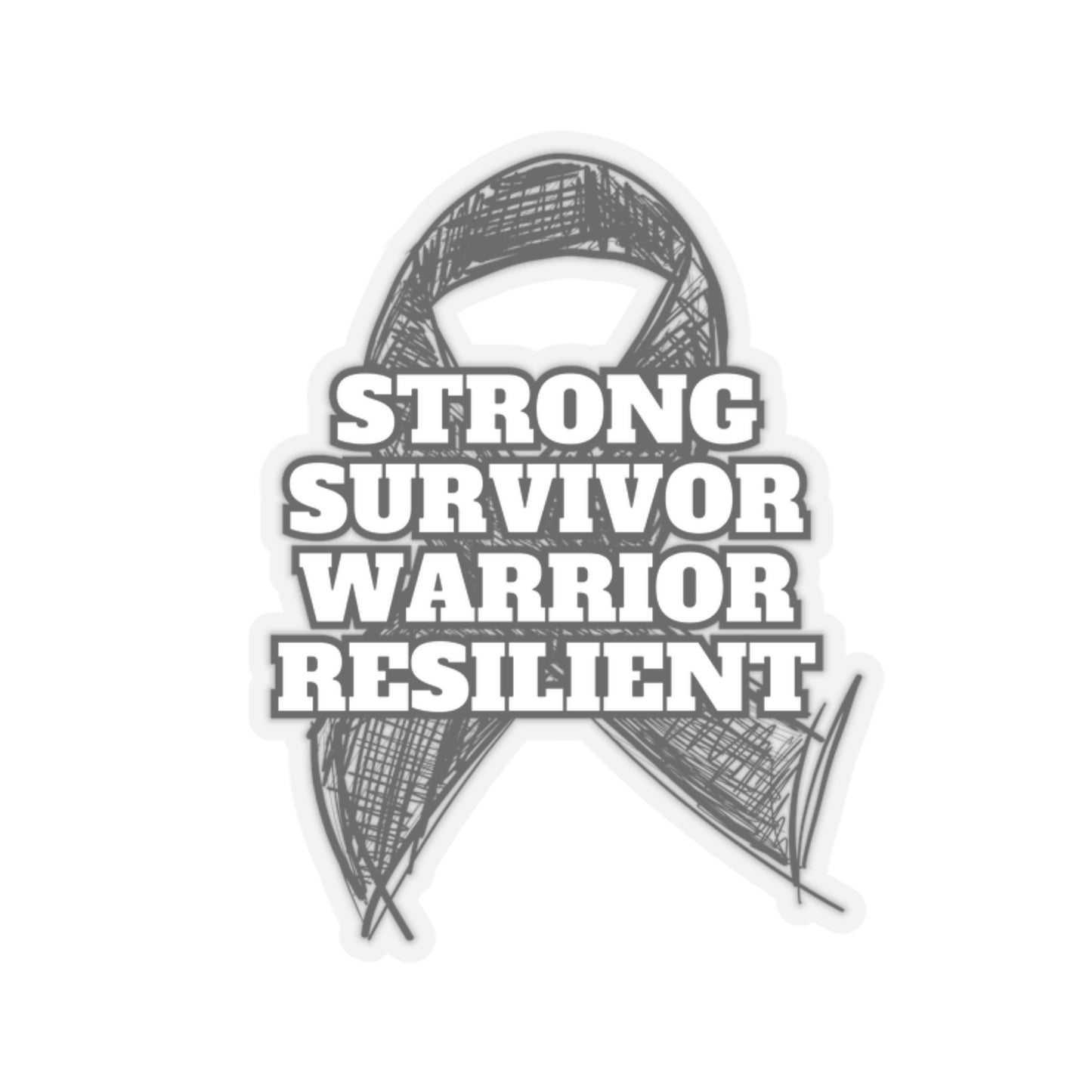 Strong Survivor Warrior Resilient Black Ribbon Kiss-Cut Stickers