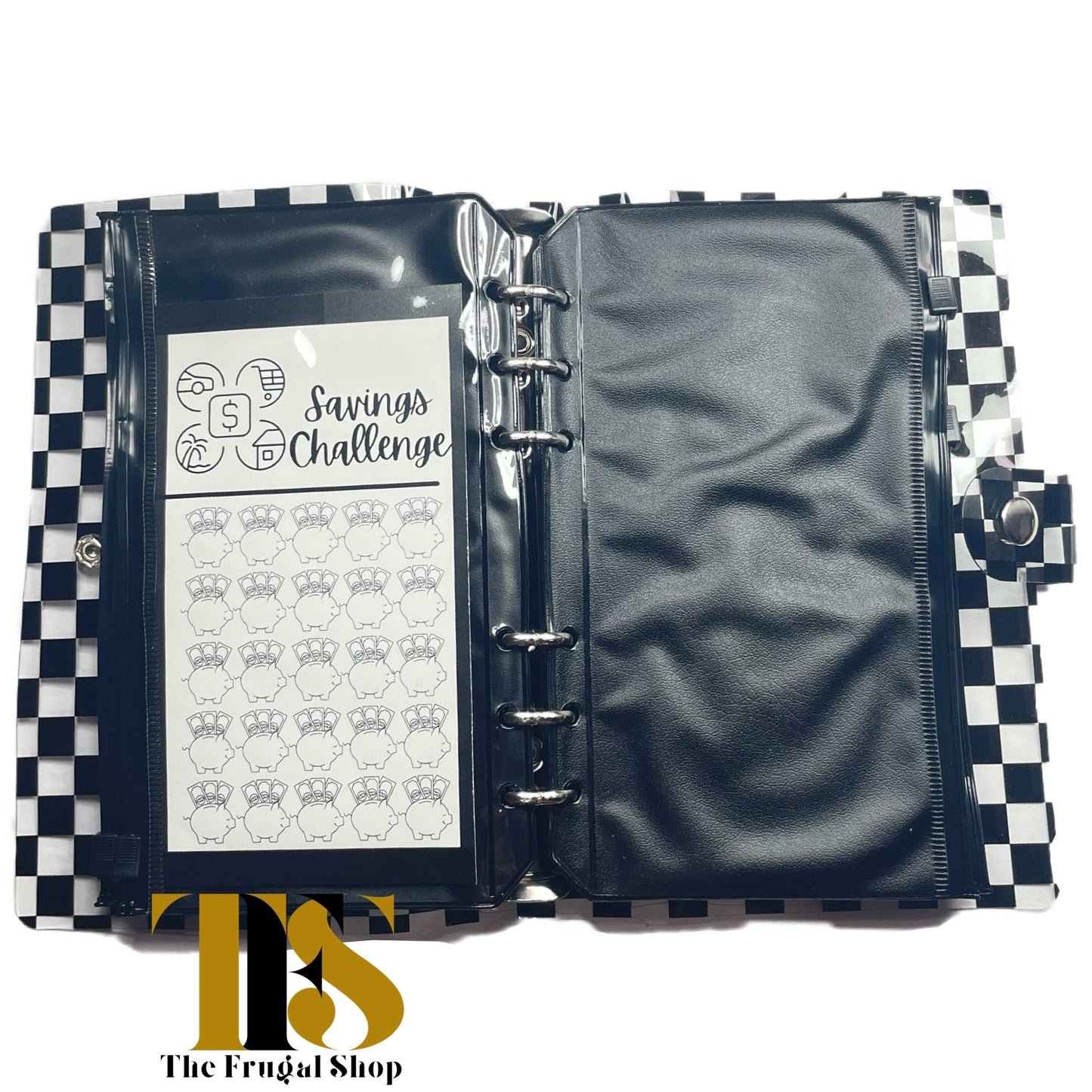 A6 Black Checkered Transparent Planner with Black Zippered Pouches