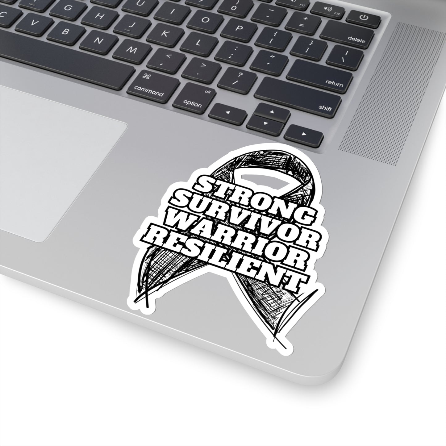 Strong Survivor Warrior Resilient Black Ribbon Kiss-Cut Stickers