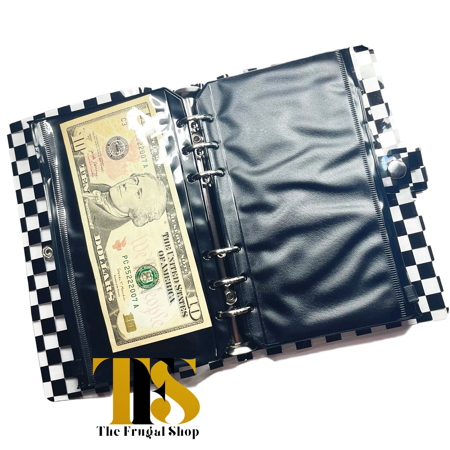 A6 Black Checkered Transparent Planner with Black Zippered Pouches