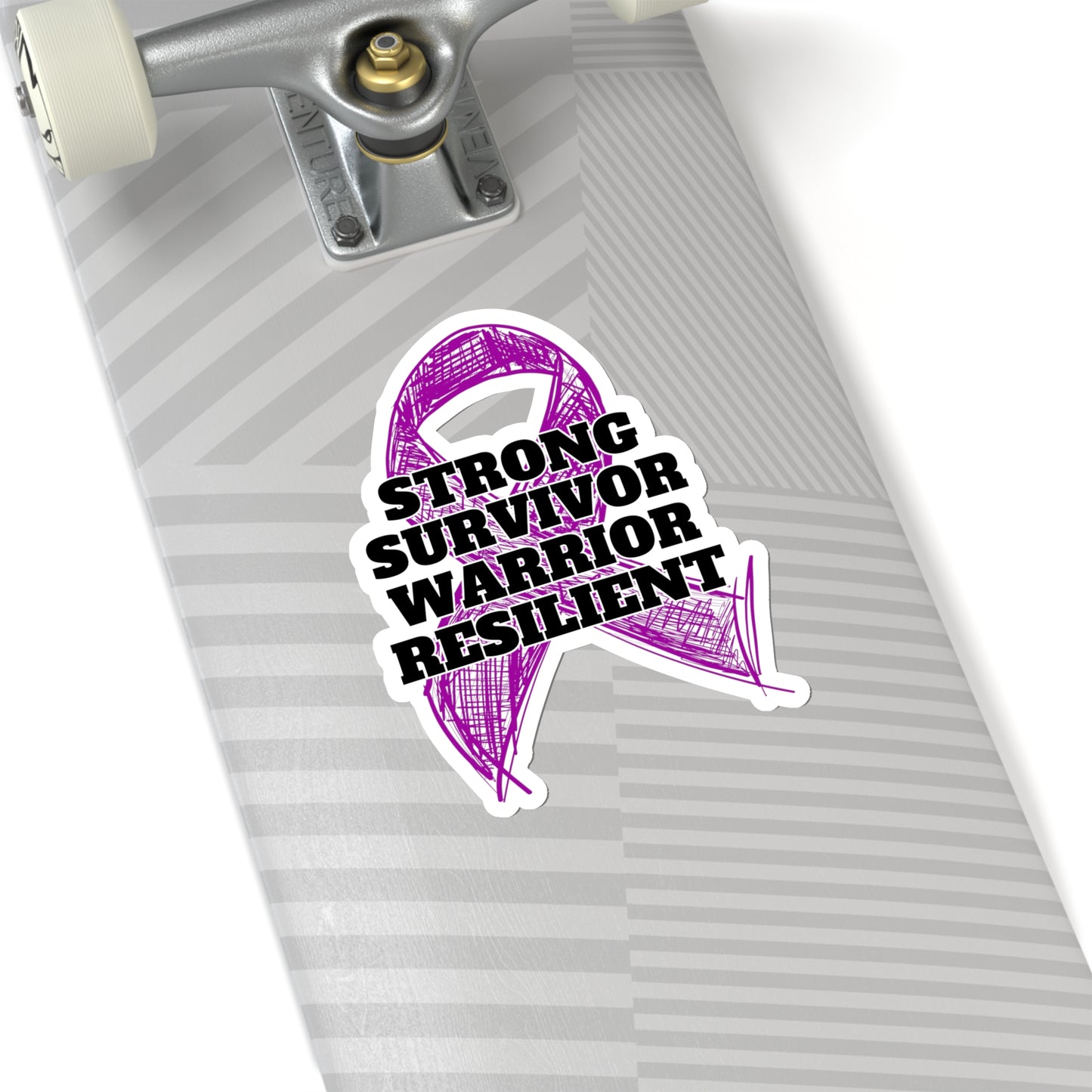 Strong Survivor Warrior Resilient Purple Ribbon Kiss-Cut Stickers