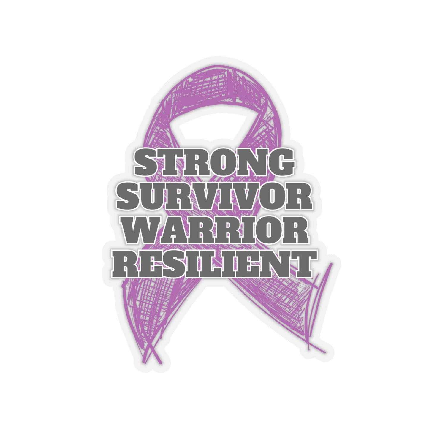 Strong Survivor Warrior Resilient Purple Ribbon Kiss-Cut Stickers