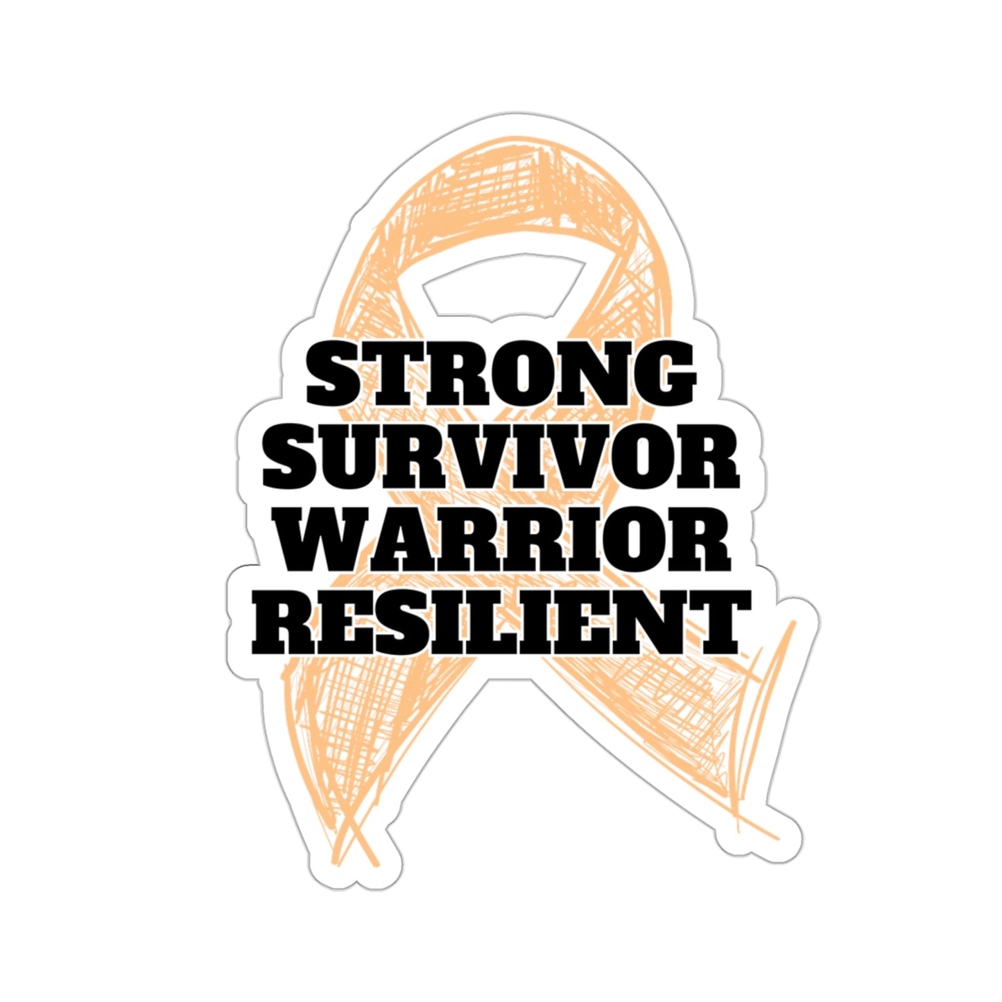 Strong Survivor Warrior Resilient Peach Ribbon Kiss-Cut Stickers