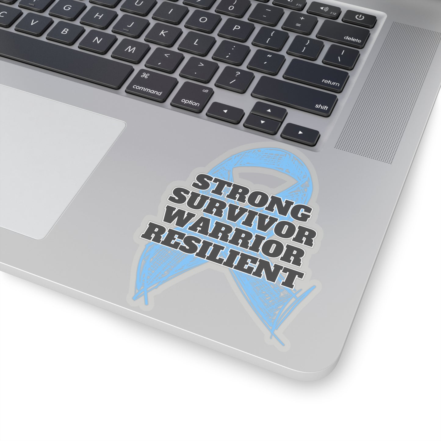 Strong Survivor Warrior Resilient Light Blue Ribbon Kiss-Cut Stickers