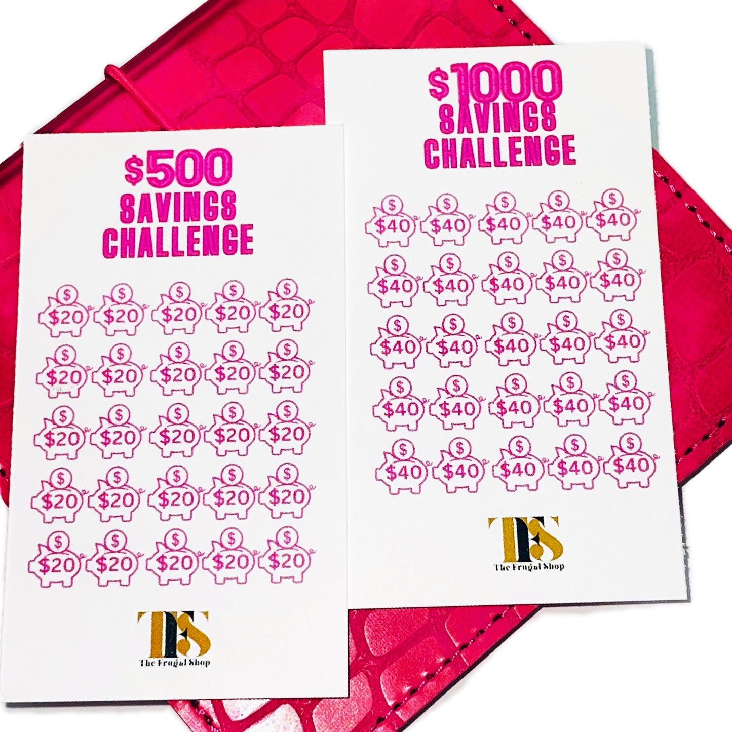 $500 - $1000 Cash Savings Challenge Pink Textured Binder
