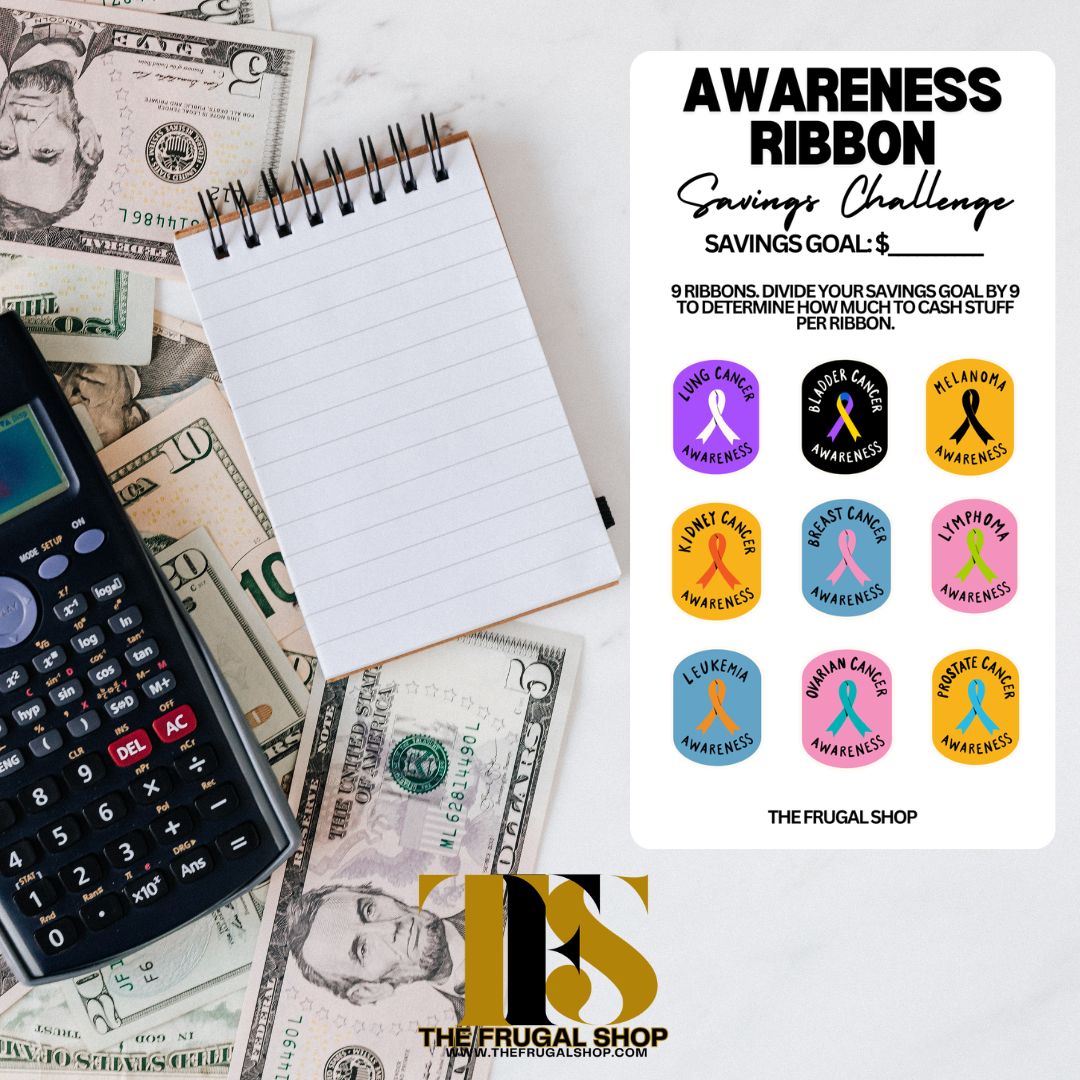 60 Awareness Ribbon Savings Challenges Printable | Achieve Financial Goals