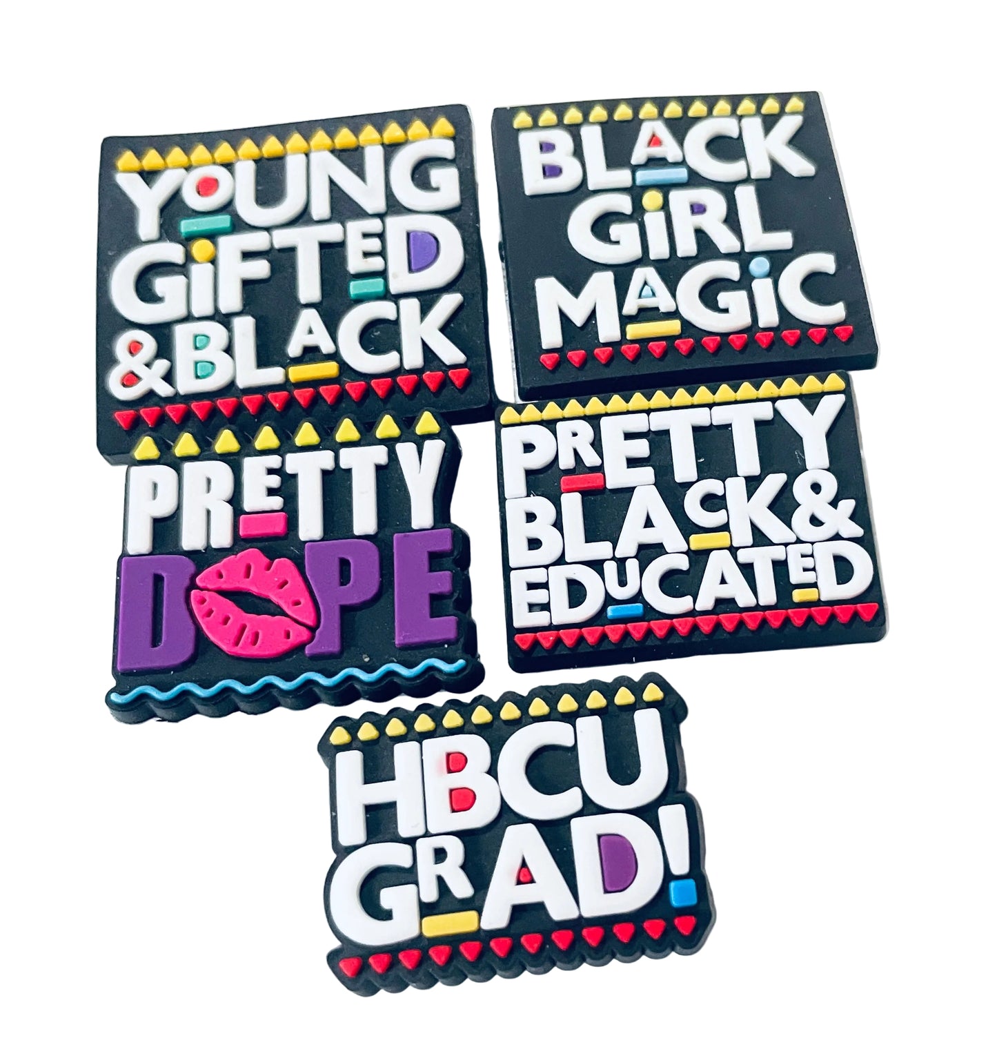 Pretty Educated Young Gifted Black Girl Magic Shoe Charms