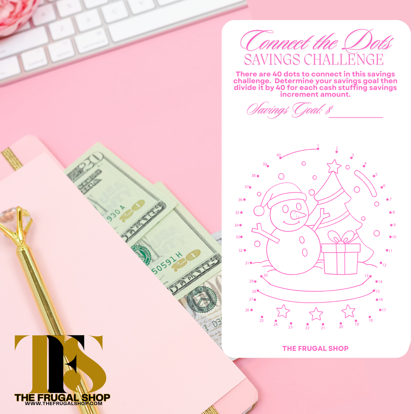 15 Pink Christmas Savings Challenge Printables for Cash Envelopes