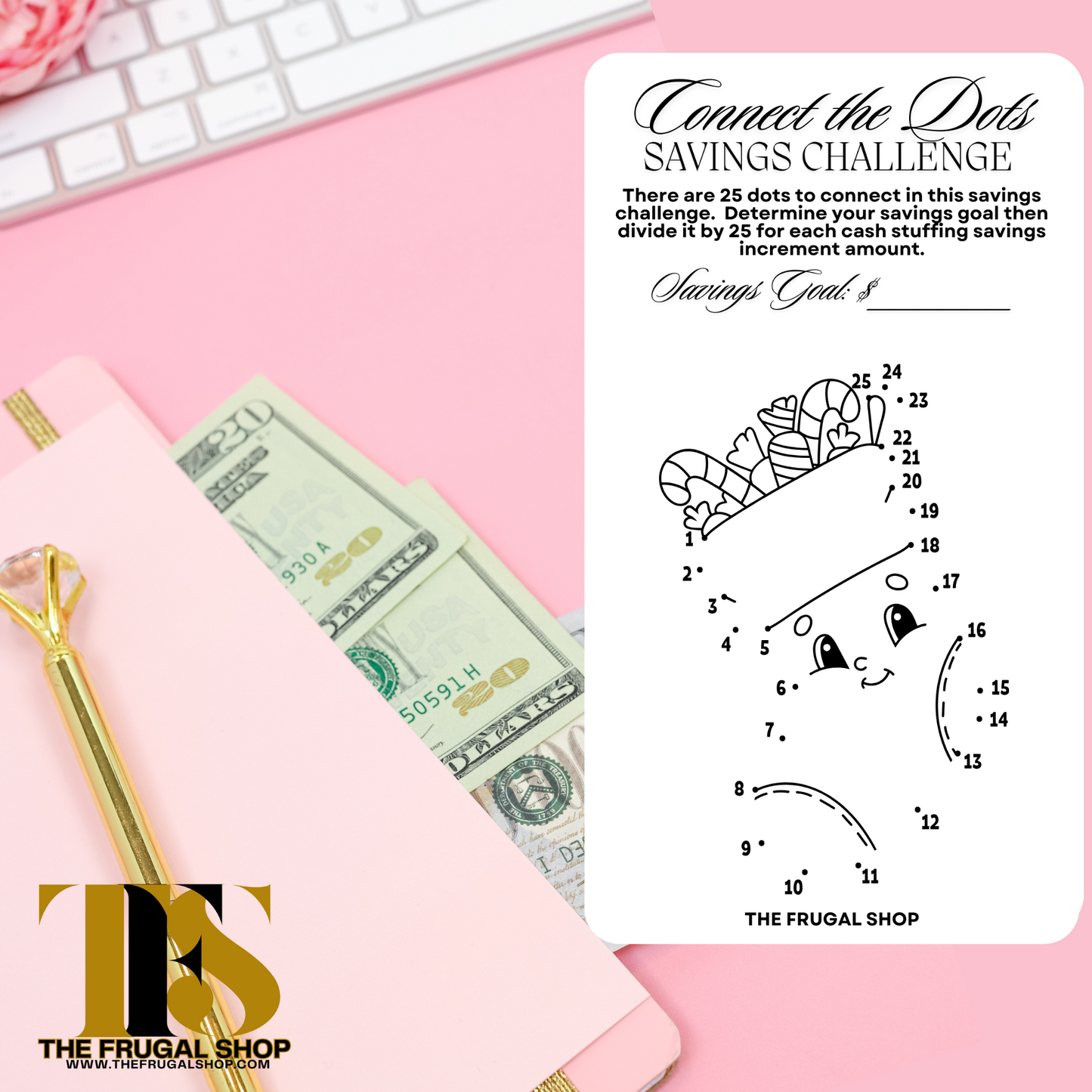 15 Pink Christmas Savings Challenge Printables for Cash Envelopes
