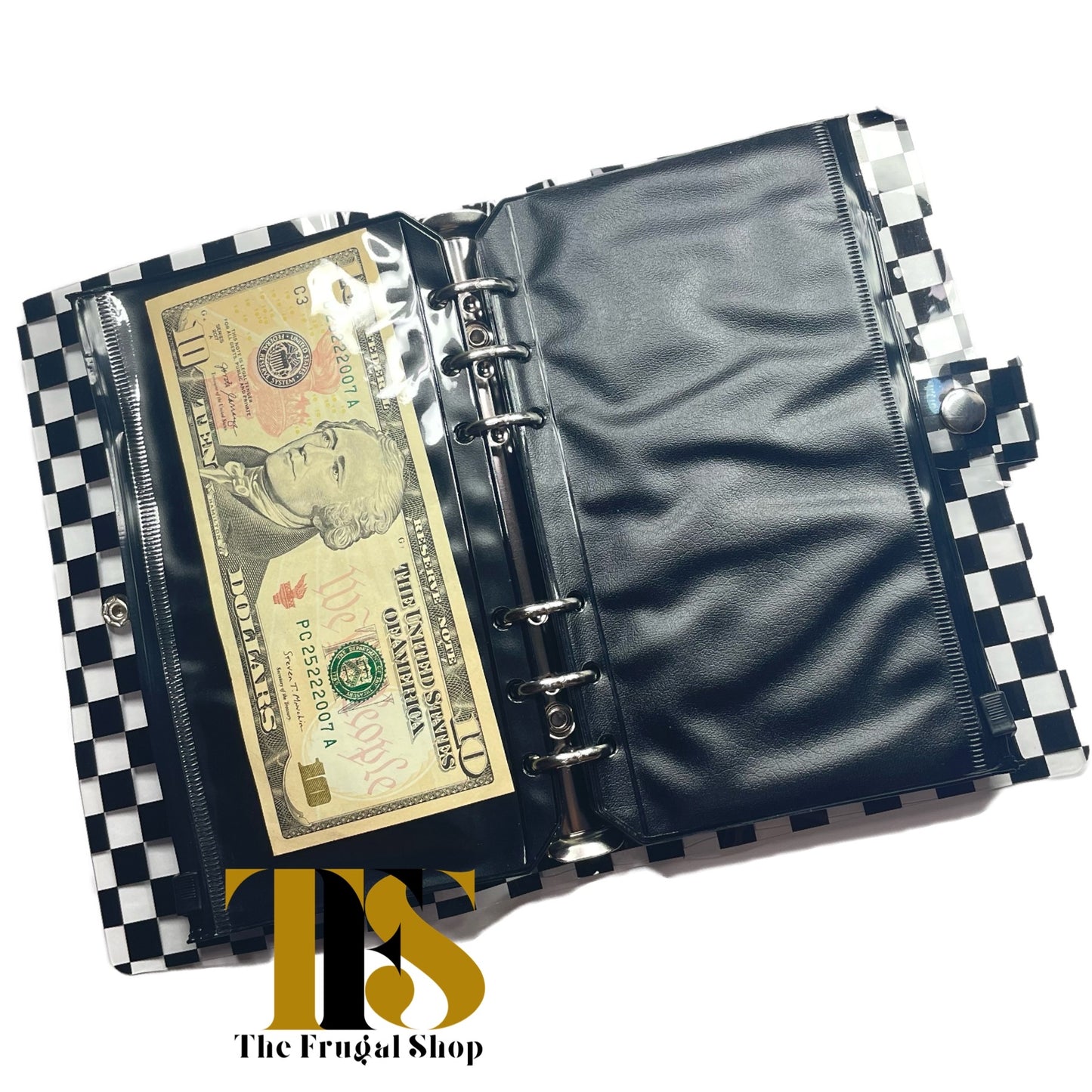 A6 Black Checkered Transparent Planner with Black Zippered Pouches