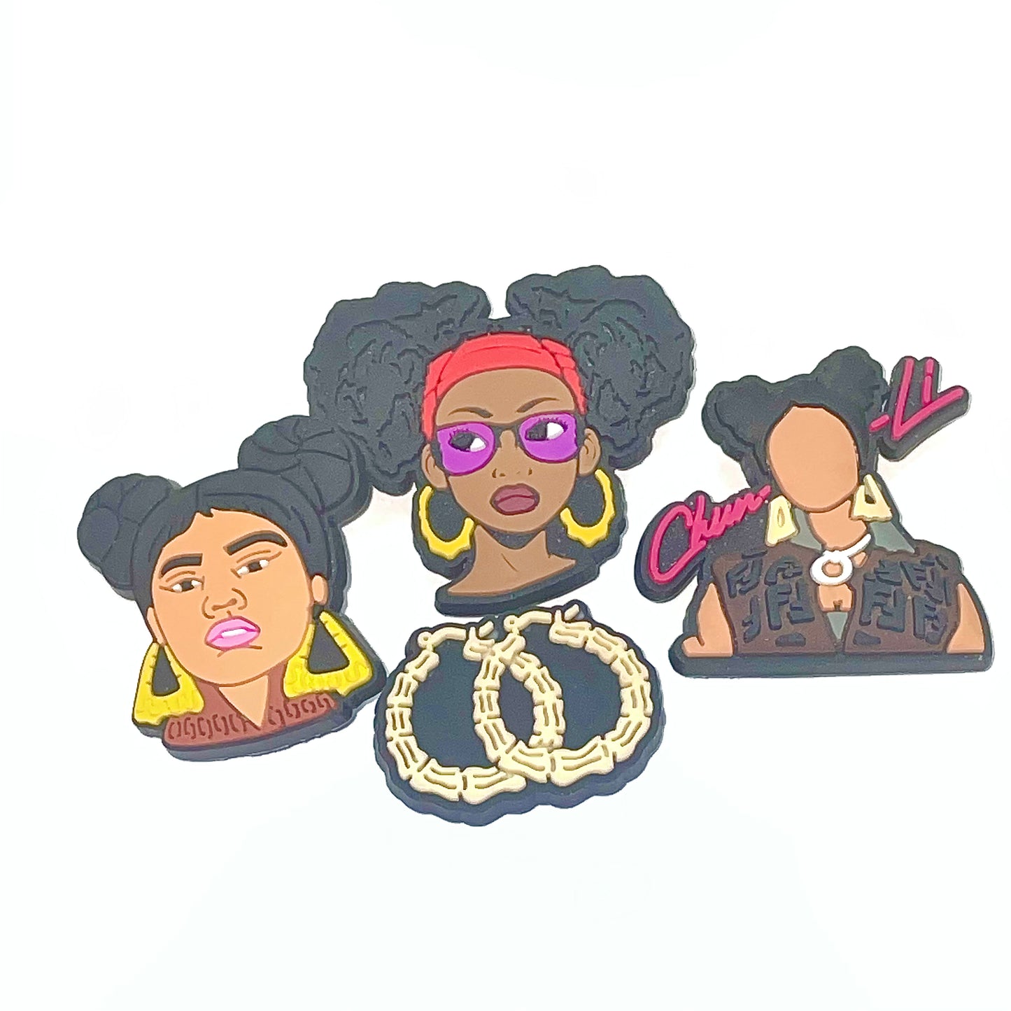 Bamboo Hoop Earrings Melanin Queens Shoe Charm
