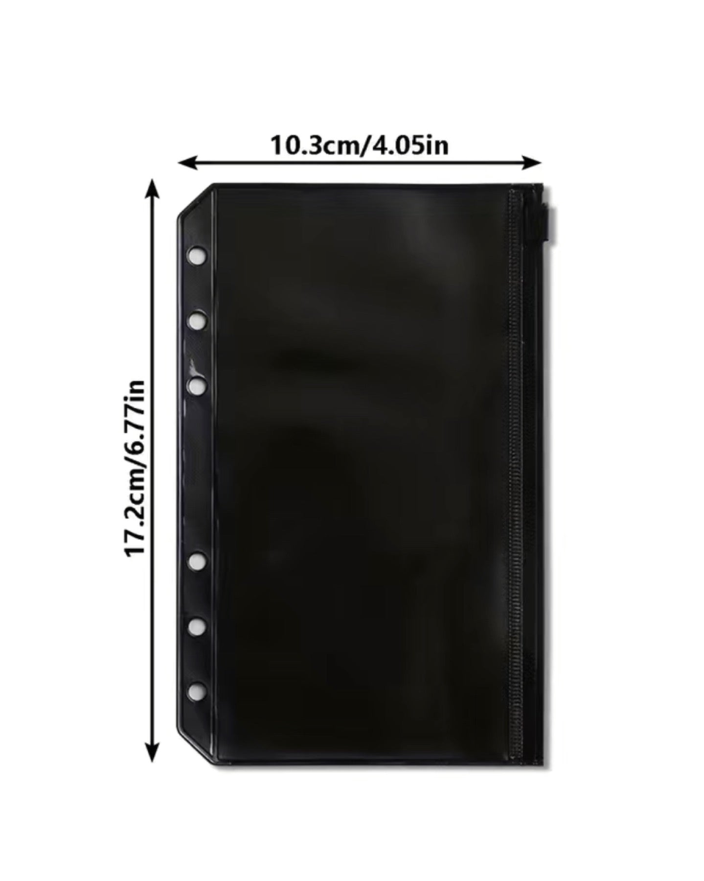 A6 Black Checkered Transparent Planner with Black Zippered Pouches