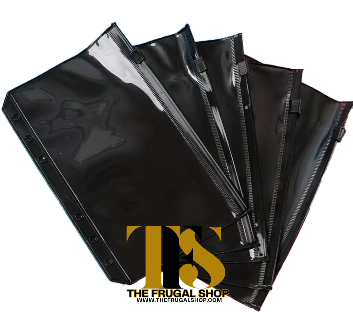 A6 Black Checkered Transparent Planner with Black Zippered Pouches