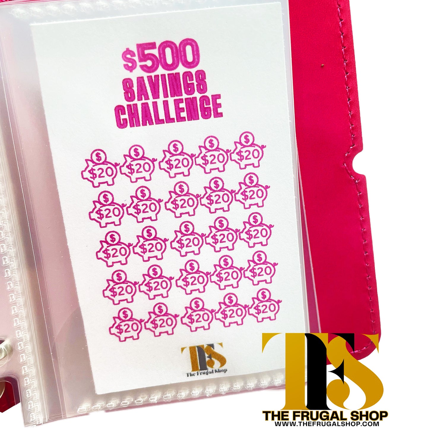 $500 - $1000 Cash Savings Challenge Pink Textured Binder