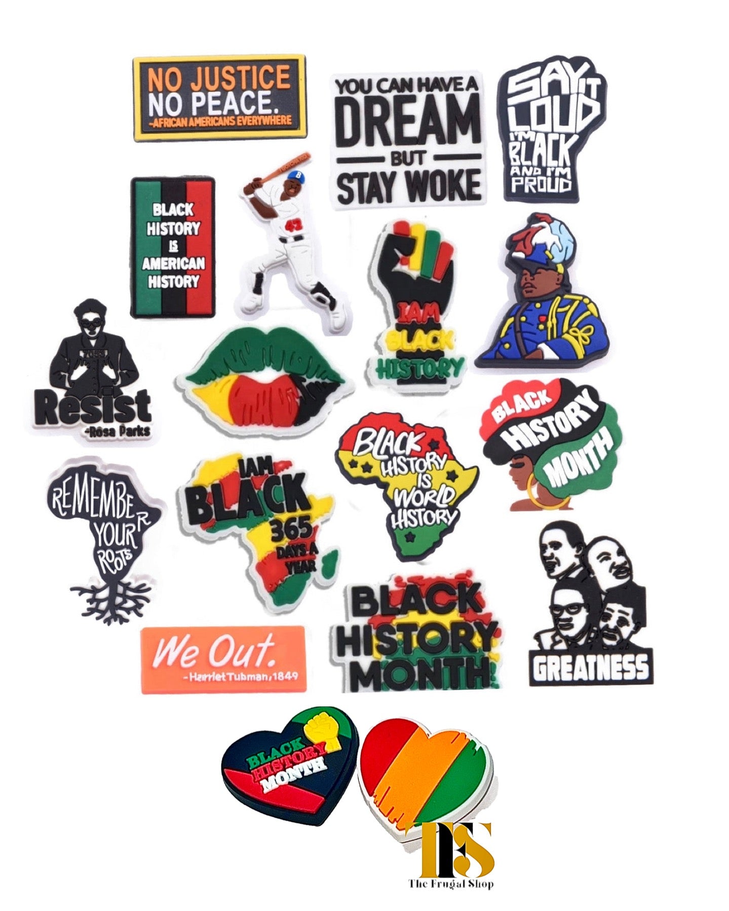 Black History Legends and Quotes Shoe Charm