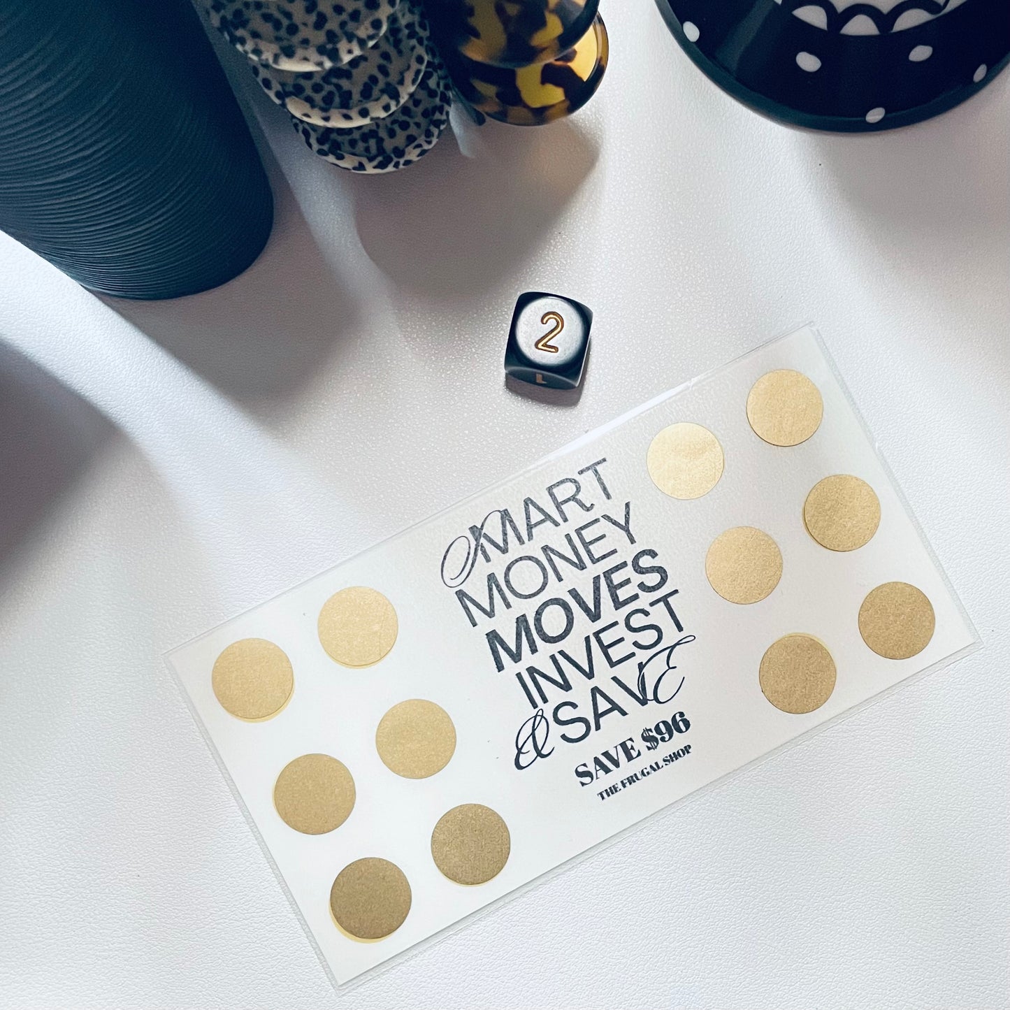 Smart Money Moves Minimalist Gold Scratch-Off Savings Challenge – Laminated Money Tracker