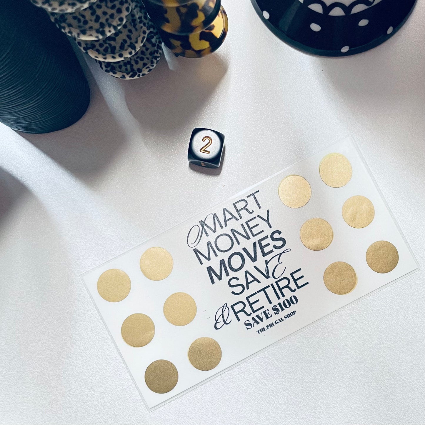 Smart Money Moves Minimalist Gold Scratch-Off Savings Challenge – Laminated Money Tracker