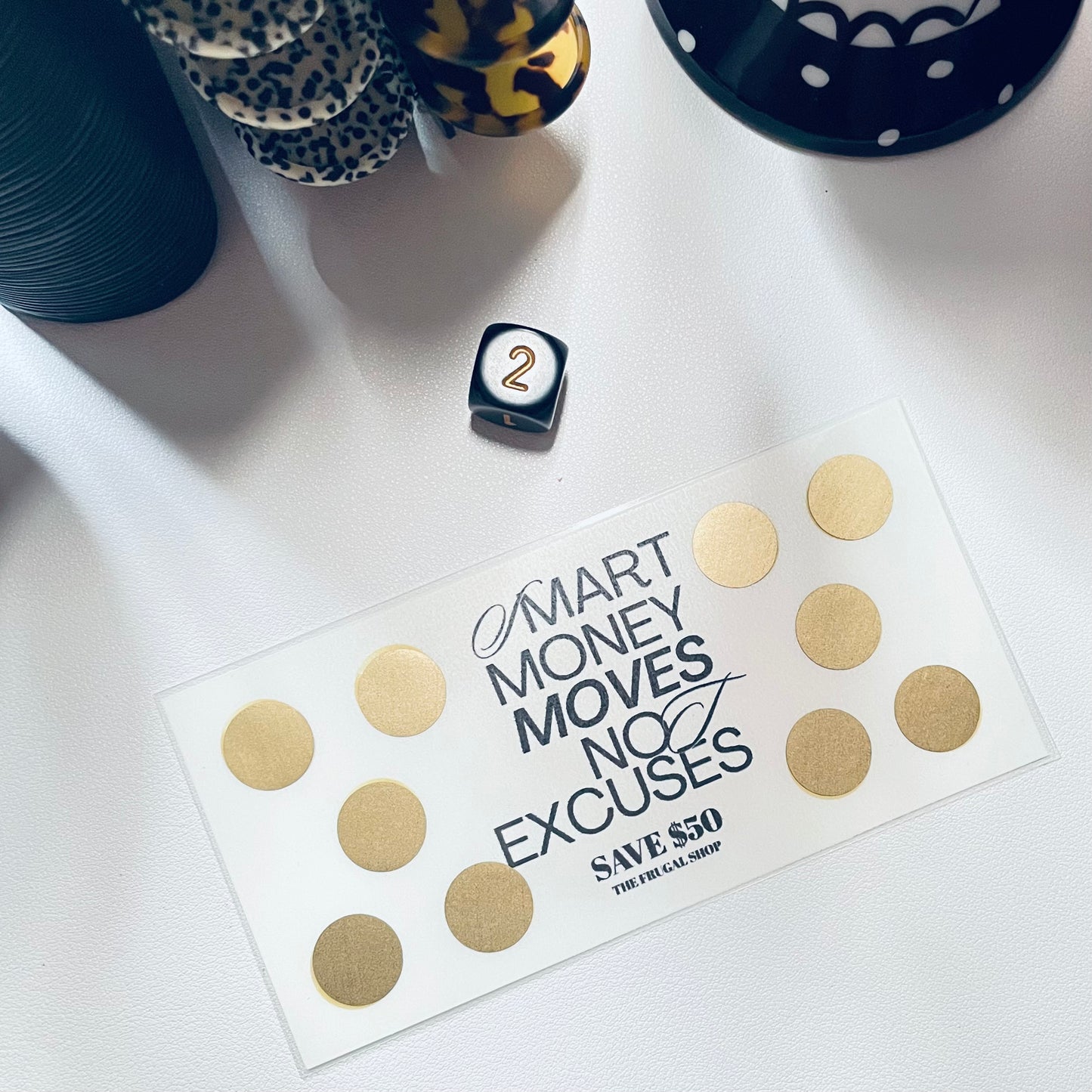 Smart Money Moves Minimalist Gold Scratch-Off Savings Challenge – Laminated Money Tracker