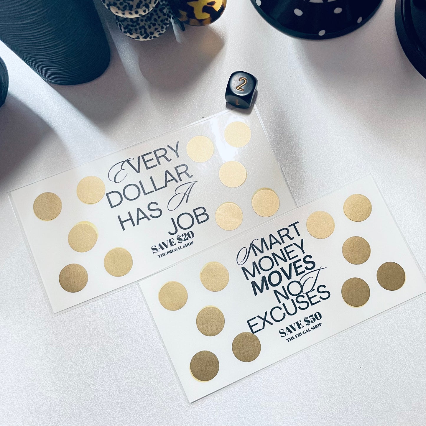 Smart Money Moves Minimalist Gold Scratch-Off Savings Challenge – Laminated Money Tracker