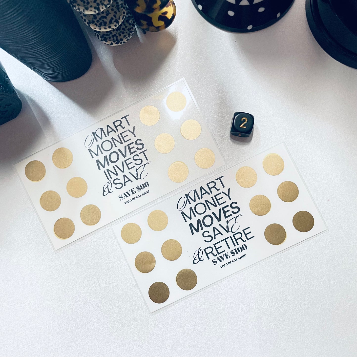 Smart Money Moves Minimalist Gold Scratch-Off Savings Challenge – Laminated Money Tracker