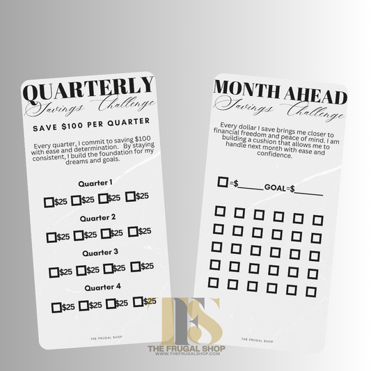 Invest In Your Future Minimalist Printable Savings Challenge Bundle | Marble Black & Off-White Design | Personal Size Cash Envelope Trackers