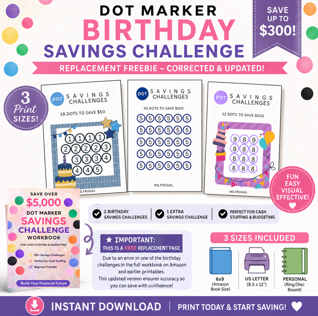 BIRTHDAY DOT MARKER SAVINGS CHALLENGE