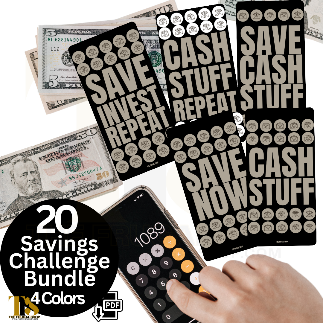 Save Cash Stuff Repeat Savings Challenge Bundle – Printable Savings Challange plus Dashboard