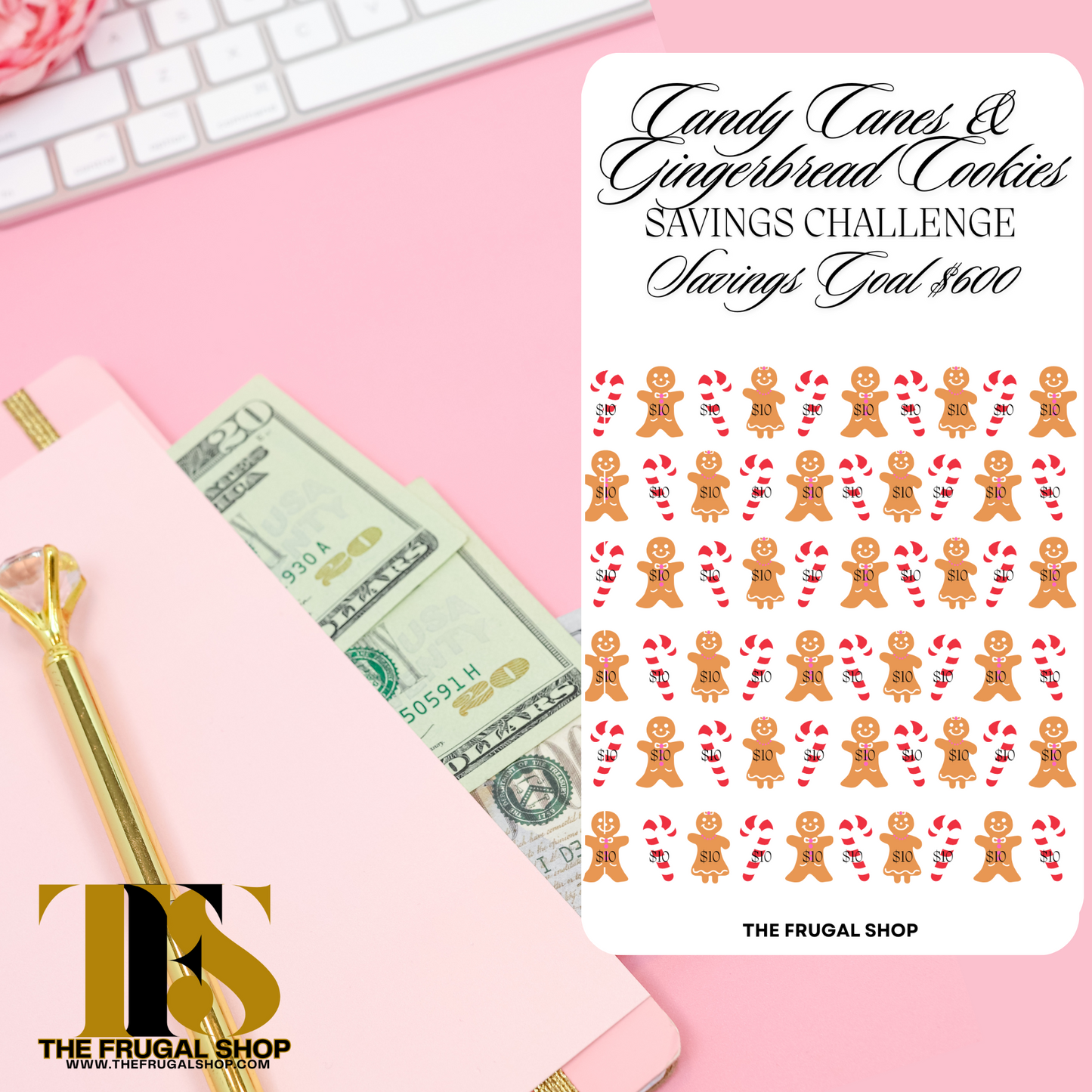 15 Pink Christmas Savings Challenge Printables for Cash Envelopes