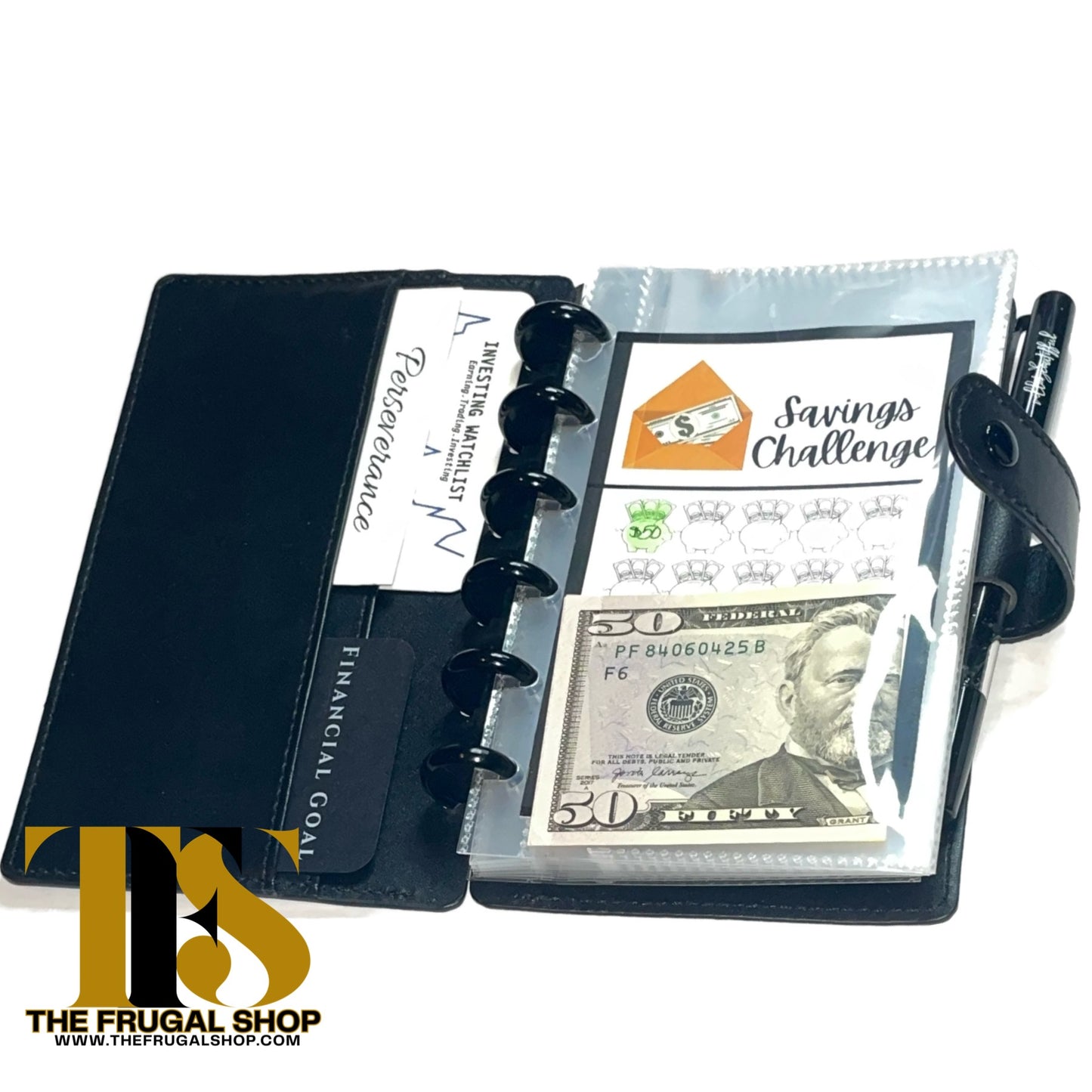 Black Leather Discbound Accessory Organizer