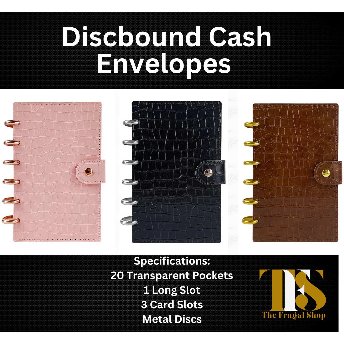 Discbound Transparent Pockets for our Discbound Systems (Black Smooth Cover & Croco Textured Style)