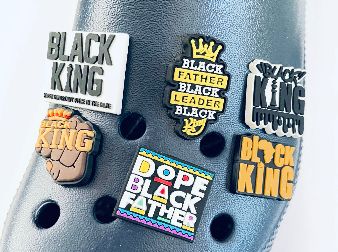 Father Dad Black King Shoe Charm