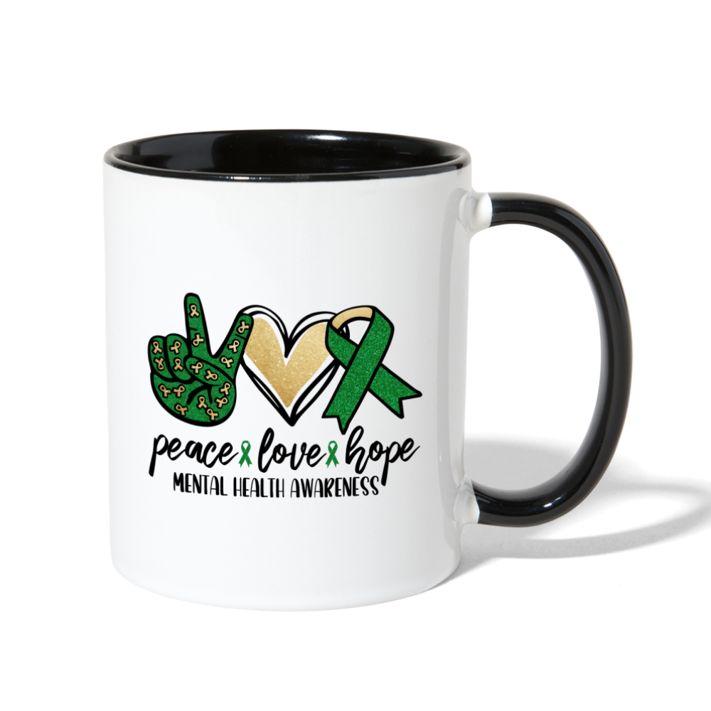 Peace Love Hope Mental Health Awareness Coffee Mug - white/black