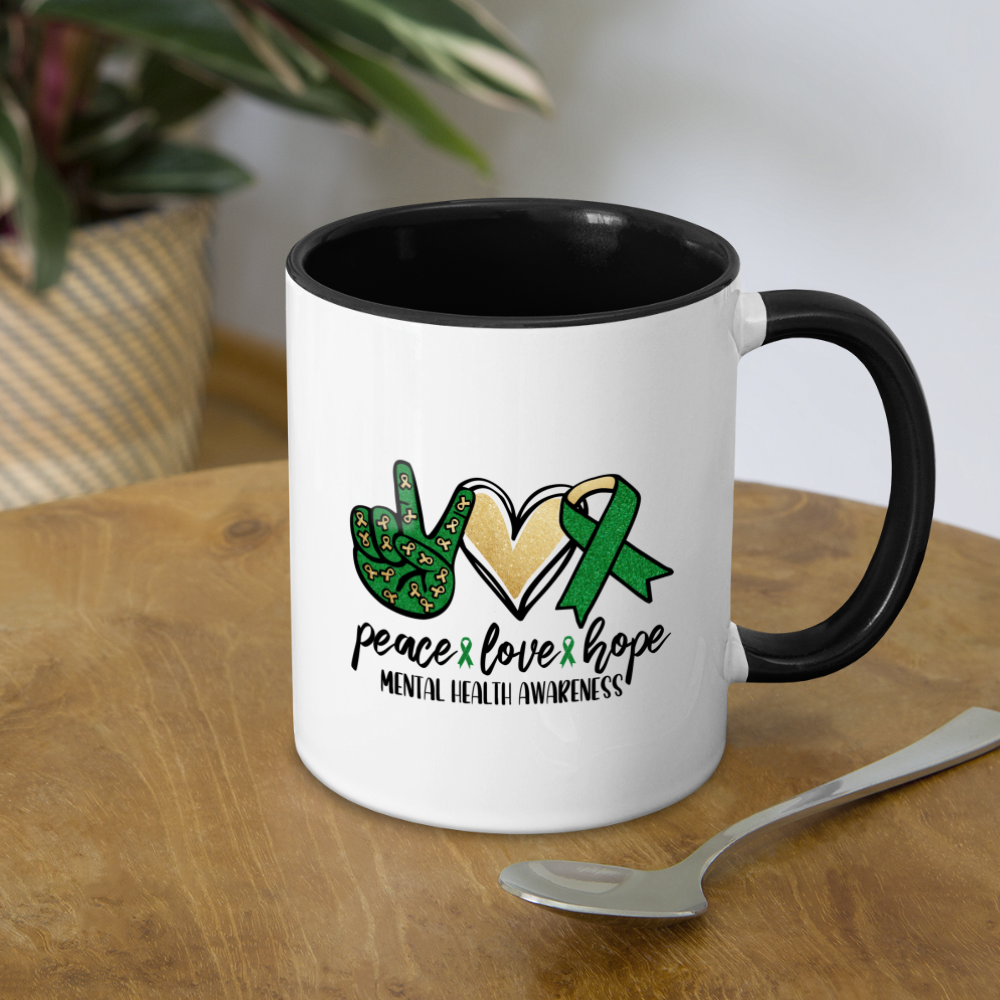 Peace Love Hope Mental Health Awareness Coffee Mug - white/black
