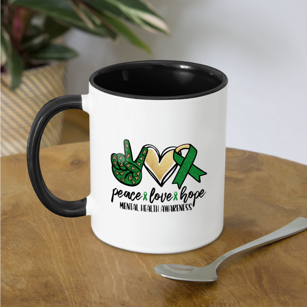 Peace Love Hope Mental Health Awareness Coffee Mug - white/black