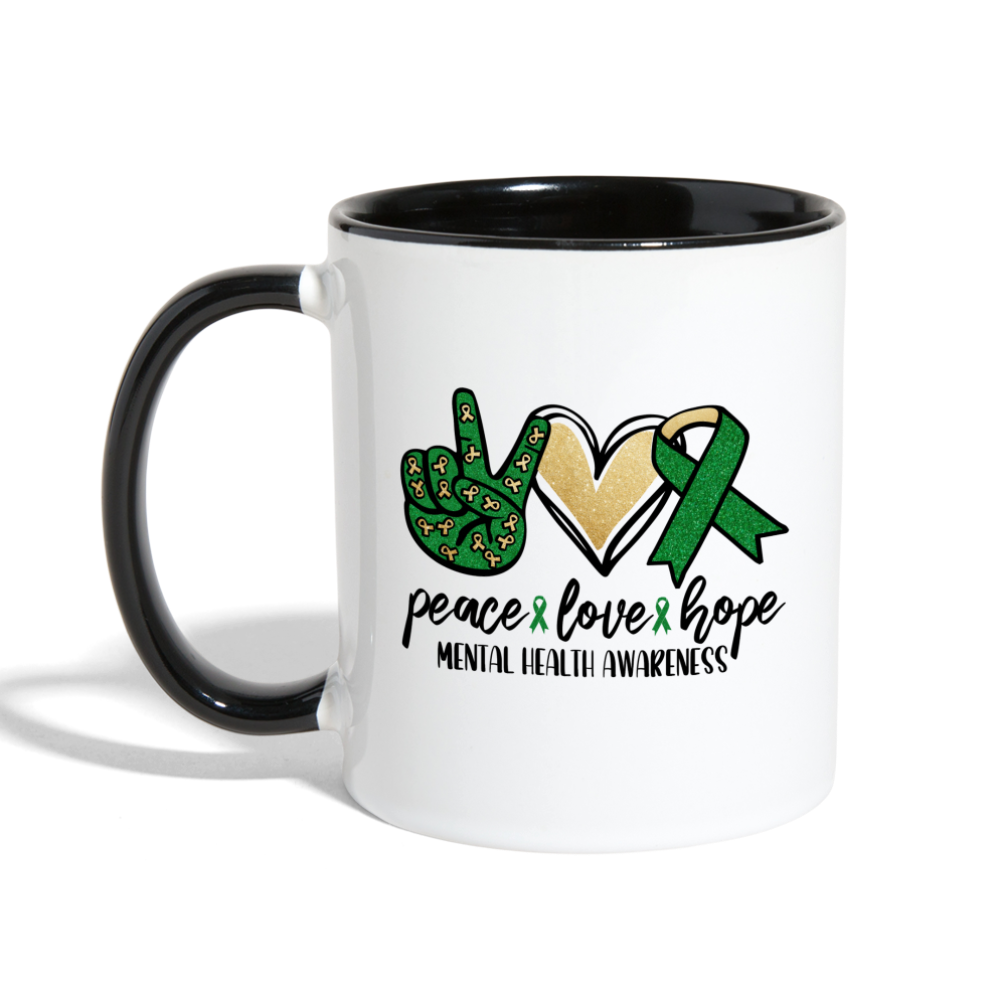 Peace Love Hope Mental Health Awareness Coffee Mug - white/black