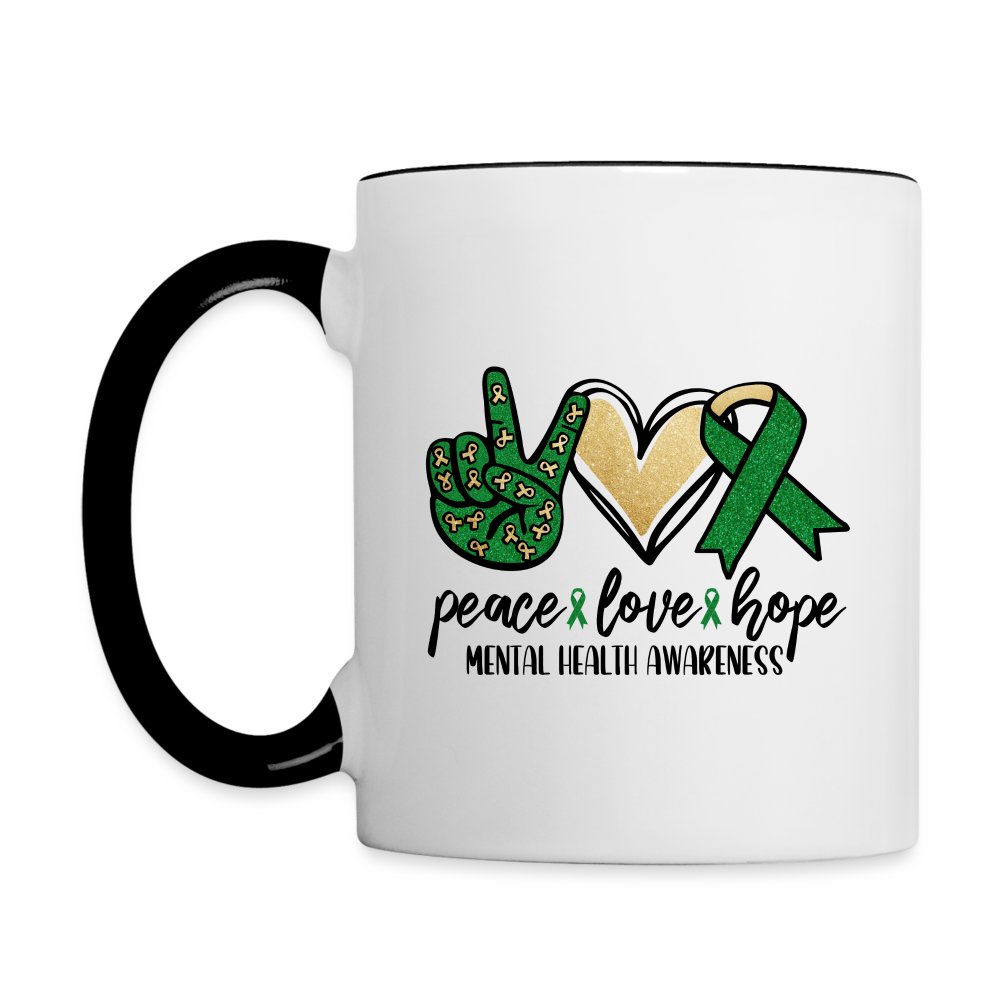 Peace Love Hope Mental Health Awareness Coffee Mug - white/black