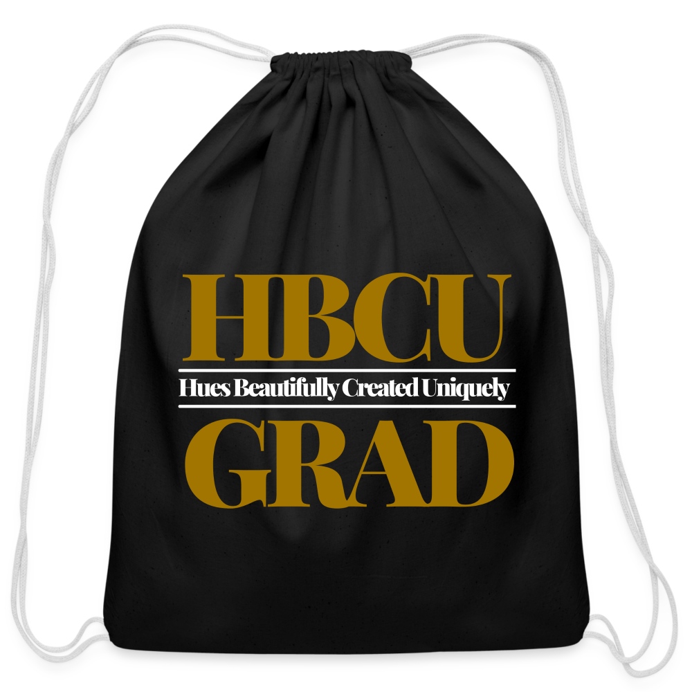 HBCU Hues Created Beautifully Uniquely (Gold) Cotton Drawstring Bag - black