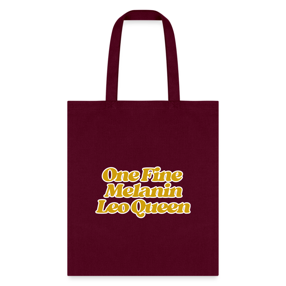 One Fine Melanin Queen Tote Bag - burgundy