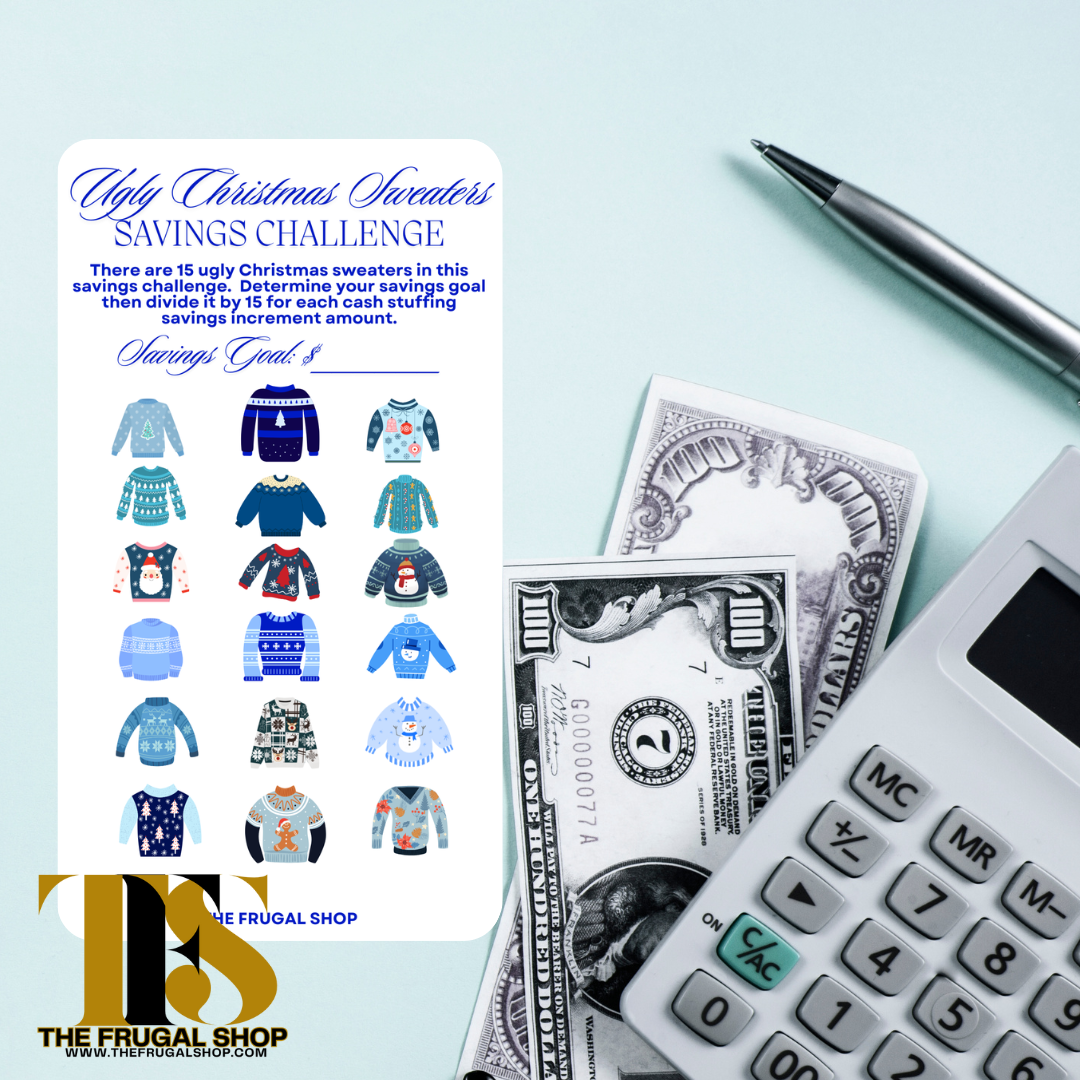 10 Christmas Blue Savings Challenges Printable Bundle for Cash Envelopes