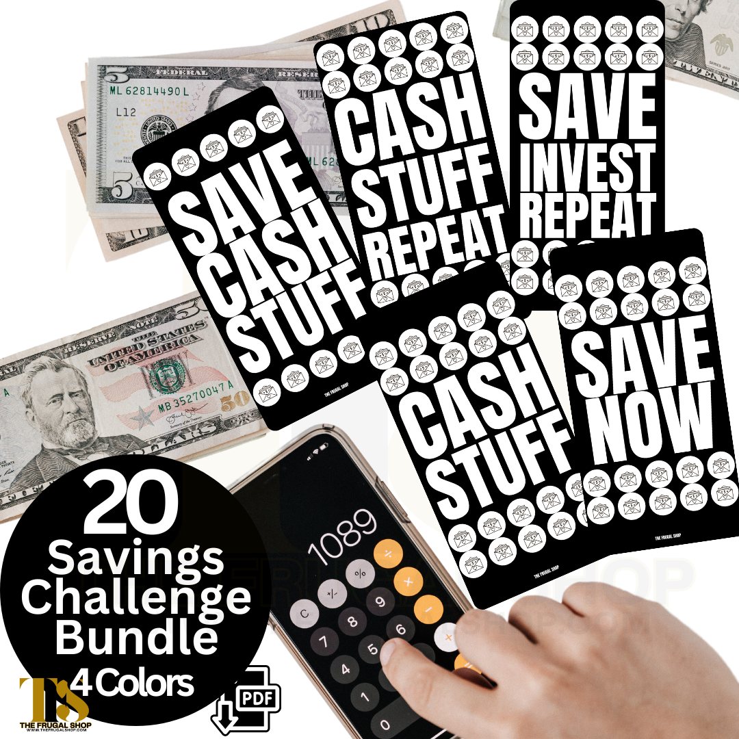 Save Cash Stuff Repeat Savings Challenge Bundle – Printable Savings Challange plus Dashboard