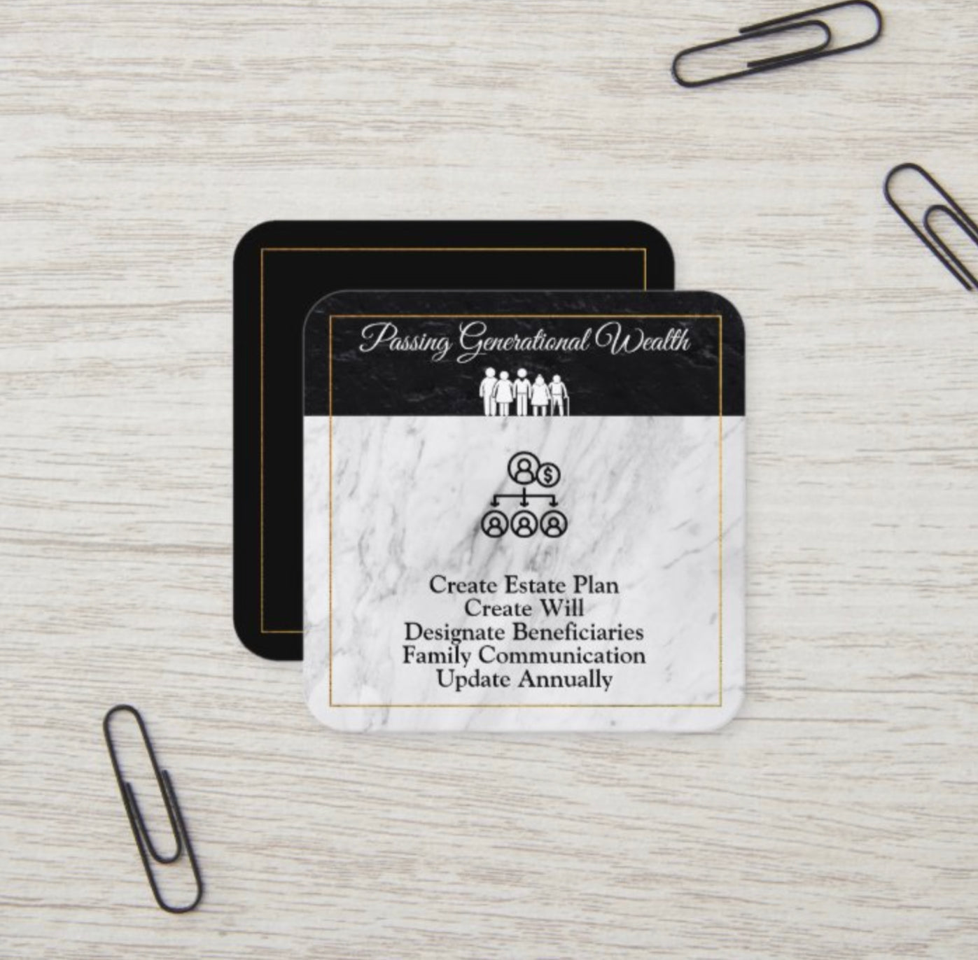 Passing Generational Wealth Estate Planning Planner Card