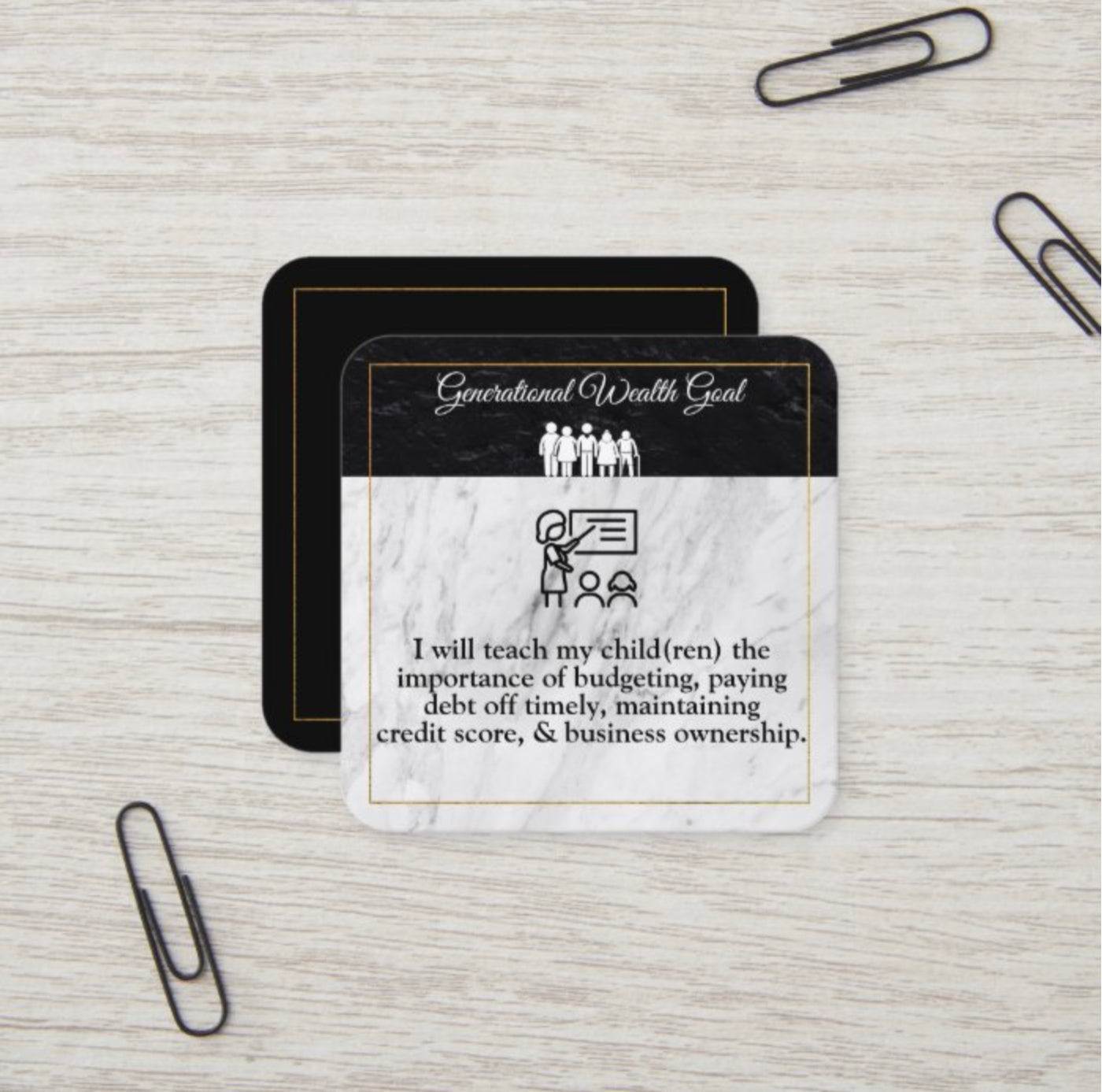 Generational Wealth Goal Teach Children Planner Card