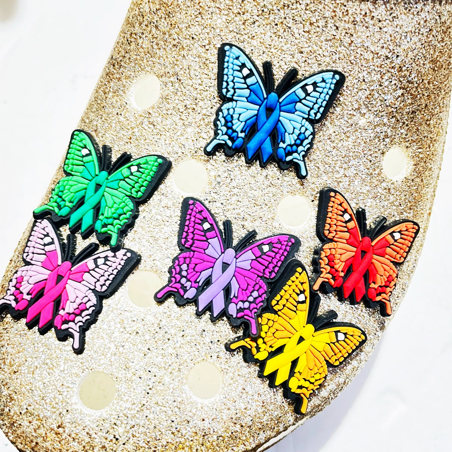Butterfly Awareness Ribbon Shoe Charm