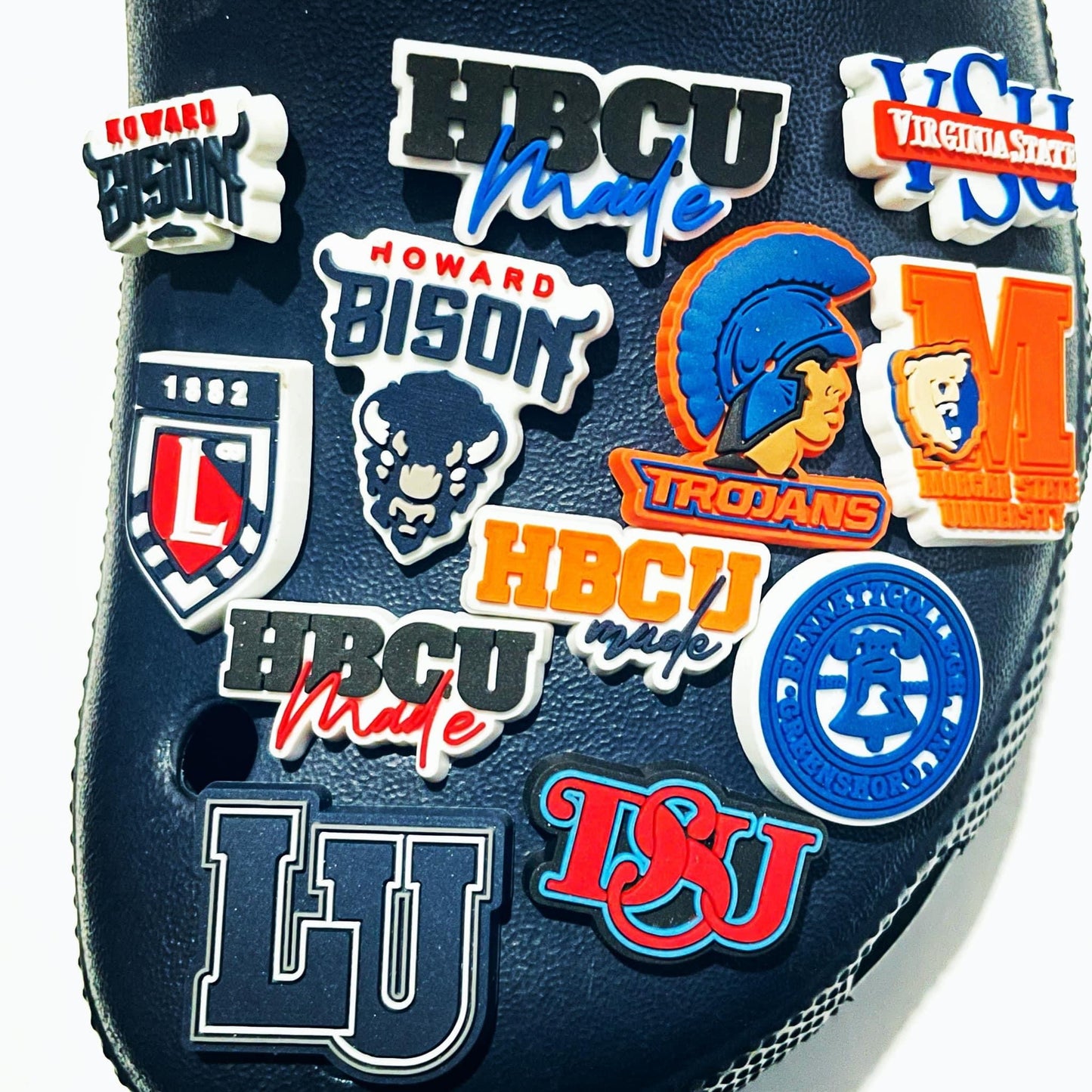 HBCU Shoe Charms - Bennett College, Delaware Stare, Howard, Lane College, Lincoln, Morgan State, Virginia State