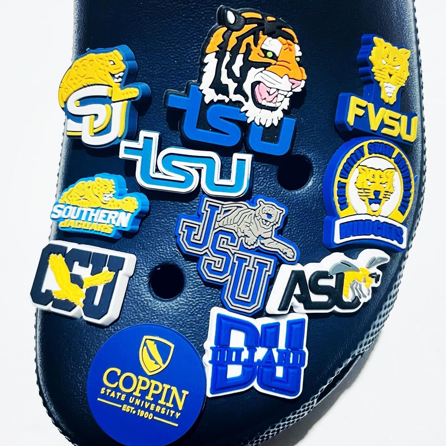 HBCU Shoe Charm - Alabama, Coppin, Dillard, Fort Valley, Jackson State, Southern, Tennessee