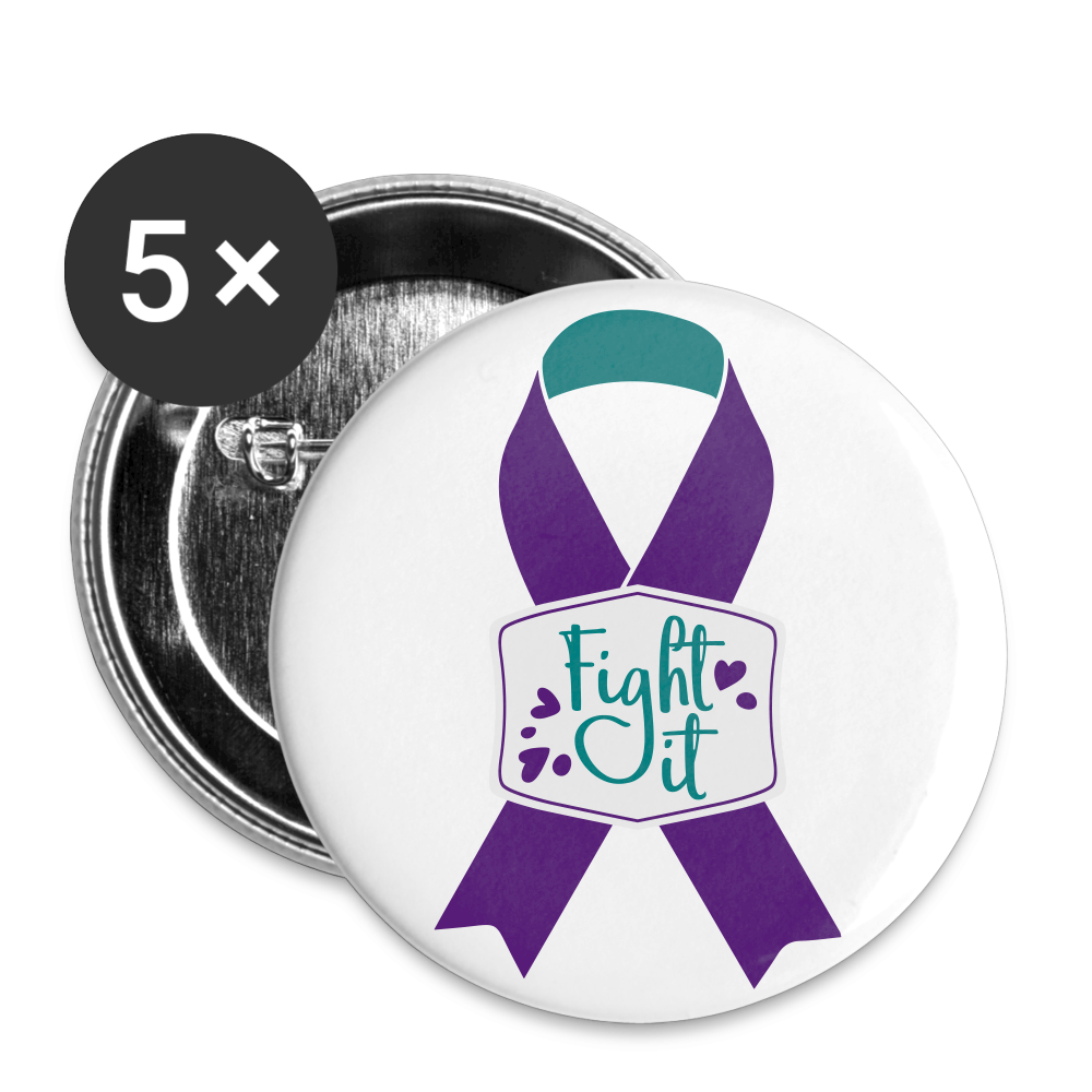 Purple Teal Ribbon Awareness Buttons large 2.2'' (5-pack) - white